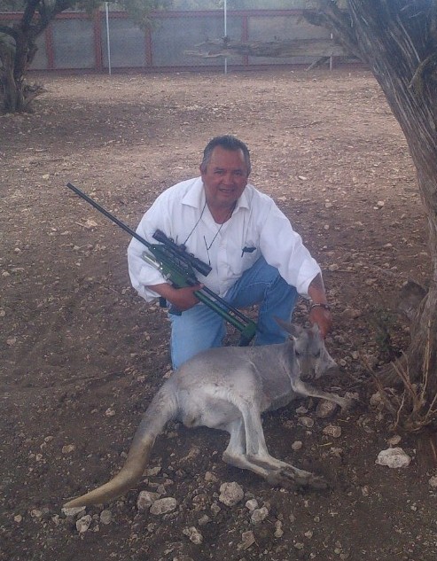 AMVISI Biologist Angel Rojas In Aguascalientes Mexico Darting A Kangaroo Using A JM Special 25